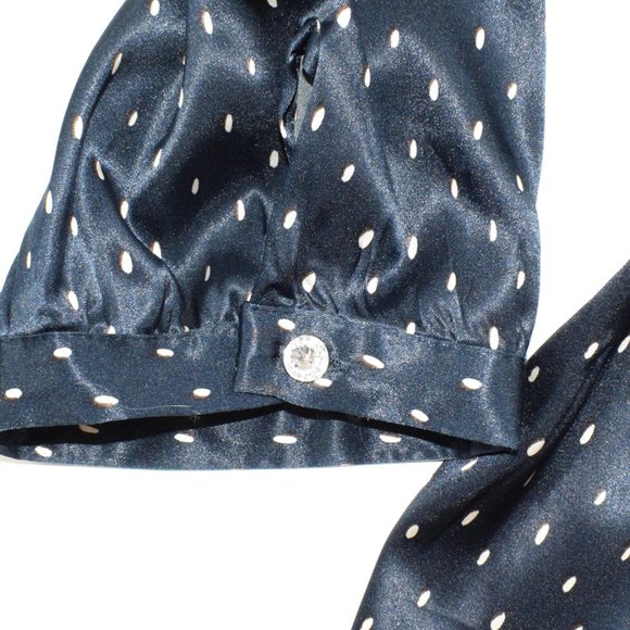 BCBGMaxAzria Navy Polka Dot Blouse M - Picture 6 of 7